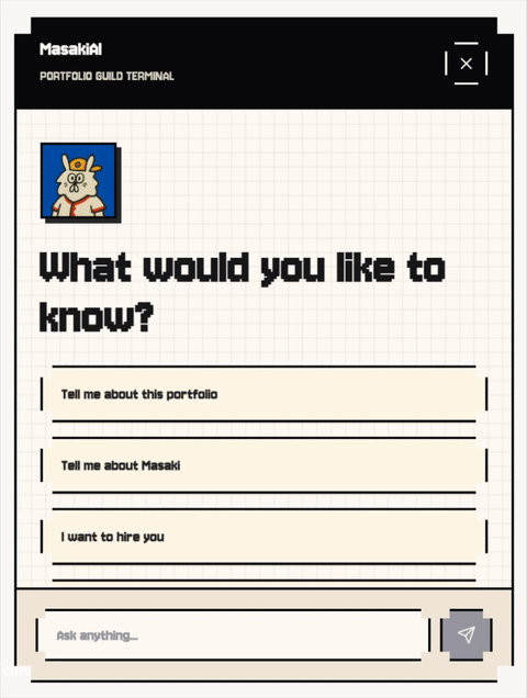 MasakiAI conversational portfolio guide